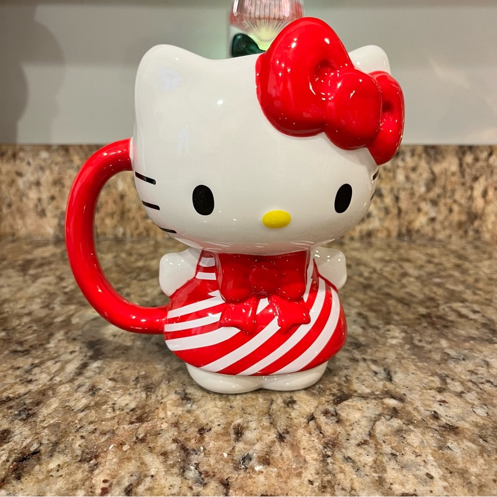 New Hello Kitty Holiday Candy Cane Dress Ceramic 3D Sculpted Mug Christmas